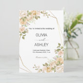 Romantic Rose Bloom Wedding | Elegant Floral Party Kaart (Staand voorkant)