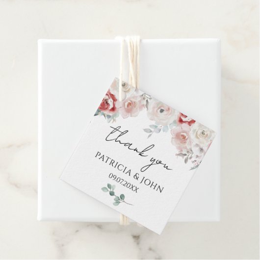 Romantic Rose Elegant Floral Wedding Thank You  Bedankjes Labels (In situ)