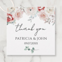 Romantic Rose Elegant Floral Wedding Thank You  Bedankjes Labels