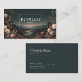 Romantic Rose Floral and Misty Mountain Landscape Visitekaartje (Voorkant / Achterkant)