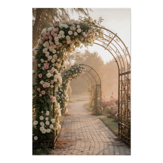 Romantic Rose Garden Archway Dreamscape Perfect Poster (Voorkant)