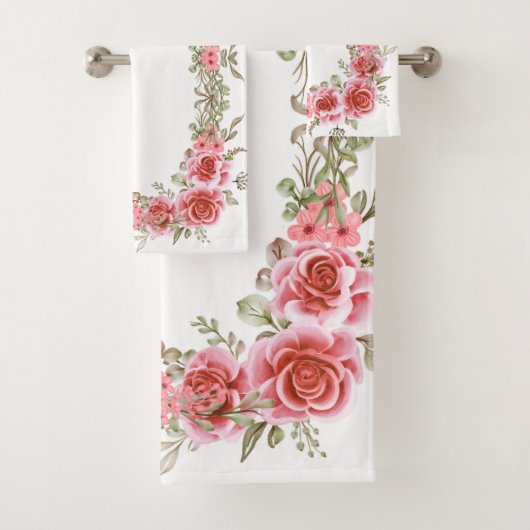 Romantic Rose Garden Bathroom Towel Set Bad Handdoek (Insitu)