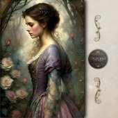 Romantic Rose Garden Woman Portrait Decoupage Tissuepapier