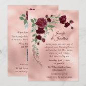 Romantic Rose Gold Floral Customizable Wedding Kaart (Voorkant / Achterkant)