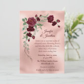 Romantic Rose Gold Floral Customizable Wedding Kaart (Staand voorkant)