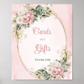 Romantic Rose Gold Floral Eucalyptus Cards & Gifts Poster (Voorkant)