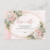 Romantic Rose Gold Floral Eucalyptus Diaper Raffle Informatiekaartje (Voorkant)