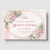 Romantic Rose Gold Floral Greenery Quinceañera  Gastenboek (Voorkant)
