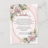 Romantic Rose Gold Floral Greenery Wedding Details Informatiekaartje (Voorkant)
