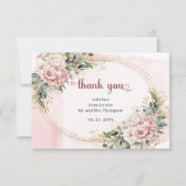 Romantic Rose Gold Floral Greenery Wedding Thank Bedankkaart (Voorkant)