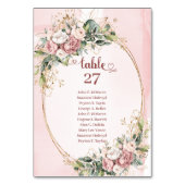 Romantic Rose Gold Flowers Greenery Table Numbers Kaart (Voorkant)