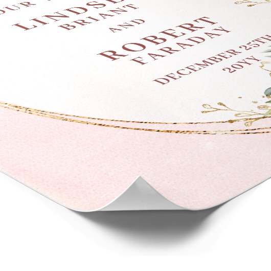 Romantic Rose Gold Flowers Greenery Wedding Welcom Poster (Hoek)