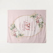 Romantic Rose Gold Greenery 50th Birthday Banner Wandkleed (Voorkant (horizontaal))