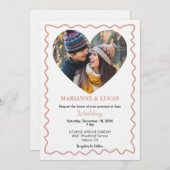 Romantic Rose Gold Heart Photo Wedding Kaart (Voorkant / Achterkant)