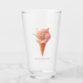 Romantic Rose: Miss Meow Pink Ice Cream Cone Art Glas (Voorkant)