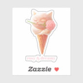 Romantic Rose: Miss Meow Pink Ice Cream Cone Art Sticker (Vel)