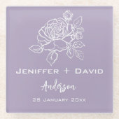 Romantic Rose Personalized Wedding/ Bridal Shower  Glazen Onderzetter (Voorkant)