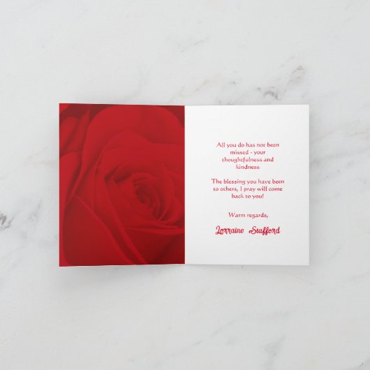 Romantic Rose Rose Card Bedankkaart (Binnen)