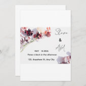 Romantic Rose Wedding Invitation | Soft Floral Ele Kaart (Voorkant / Achterkant)