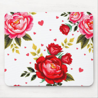 Romantic Roses and Hearts Mouse Pad Muismat