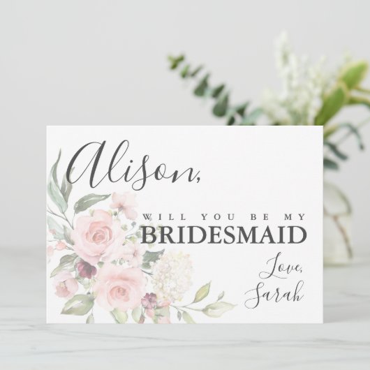 Romantic Roses Bridesmaid proposal Kaart (Staand voorkant)