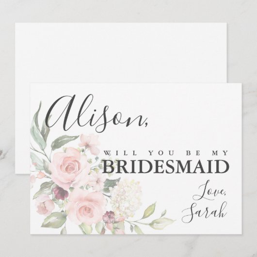 Romantic Roses Bridesmaid proposal Kaart (Voorkant / Achterkant)