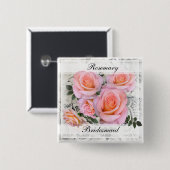 Romantic Roses Bridesmaid Vierkante Button 5,1 Cm (Voorkant /achterkant)