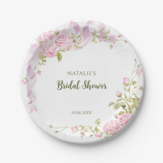 Romantic Roses Chic Floral Bridal Shower Papieren Bordje