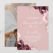 Romantic Roses Dusty Pink ⎮ Mauve Wedding Kaart (Voorkant / Achterkant)
