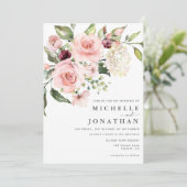 Romantic Roses Dusty Roos Weddenschap Kaart (Staand voorkant)