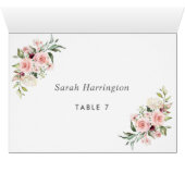 Romantic Roses Dusty Roos Wedding Place Card (Binnen Horizontaal (Onder))