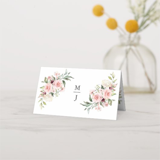 Romantic Roses Dusty Roos Wedding Place Card Plaatskaartje (Voorkant)