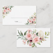 Romantic Roses Dusty Roos Wedding Place Card Plaatskaartje (Voorkant / Achterkant)