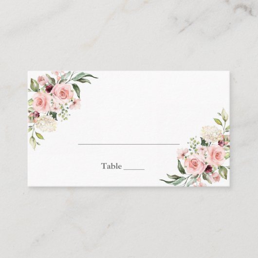 Romantic Roses Dusty Roos Wedding Place Card Plaatskaartje (Voorkant)