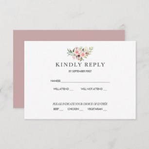 Romantic Roses Dusty Roos Wedding RSVP Kaart