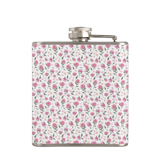 Romantic Roses Eigen naam Feminininekolf Heupfles (Achterkant)