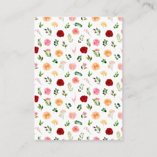 Romantic Roses Floral Baby Shower Book Request Informatiekaartje (Achterkant)