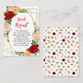 Romantic Roses Floral Baby Shower Book Request Informatiekaartje (Voorkant / Achterkant)