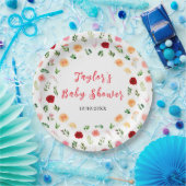 Romantic Roses Floral Baby Shower Papieren Bordje (Feest)