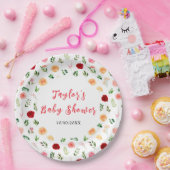 Romantic Roses Floral Baby Shower Papieren Bordje (Feest)