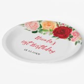 Romantic Roses Floral Birthday Papieren Bordje (Gekanteld)