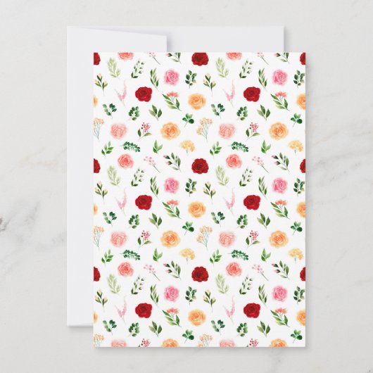 Romantic Roses Floral Bridal Shower Bedankkaart (Achterkant)