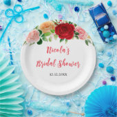 Romantic Roses Floral Bridal Shower Papieren Bordje (Feest)