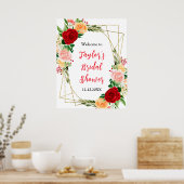 Romantic Roses Floral Bridal Shower Welcome Sign Poster (Keuken)