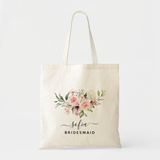 Romantic Roses Floral Bridesmaid Weddenschap Tote Bag (Voorkant)
