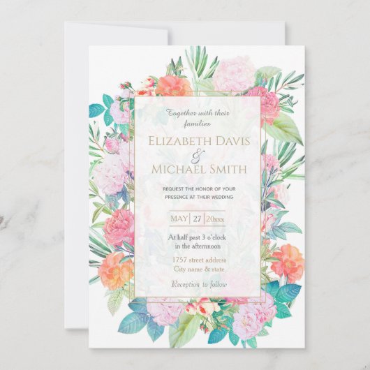 Romantic Roses floral  Design Kaart (Voorkant)