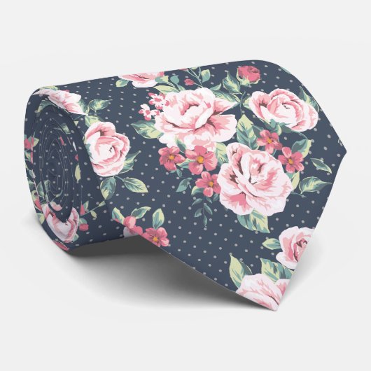 Romantic Roses Floral Pattern Stropdas (Opgerold)