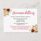 Romantic Roses Floral Wedding Accommodations Informatiekaartje (Voorkant)