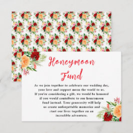 Romantic Roses Floral Wedding Honeymoon Fund Informatiekaartje