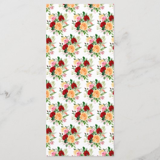 Romantic Roses FloralRomantic Red and Oran Wedding Menu (Achterkant)